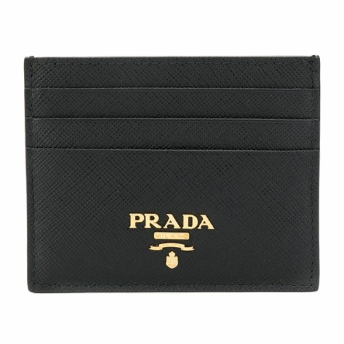 [프라다] 21FW 여성 1MC025 QWA F0002 금장 로고 사피아노 메탈 카드 지갑 블랙