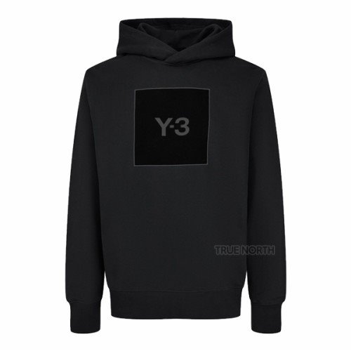 [Y-3] 공용 HB3322 스퀘어 로고 프린팅 후드 티셔츠 블랙